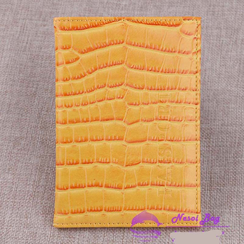 Crocodile Pattern Travel Passport Cover Russia Women Pu Leather Cover on The Passport Case Passport Travel Organizer Paspoort: yellow