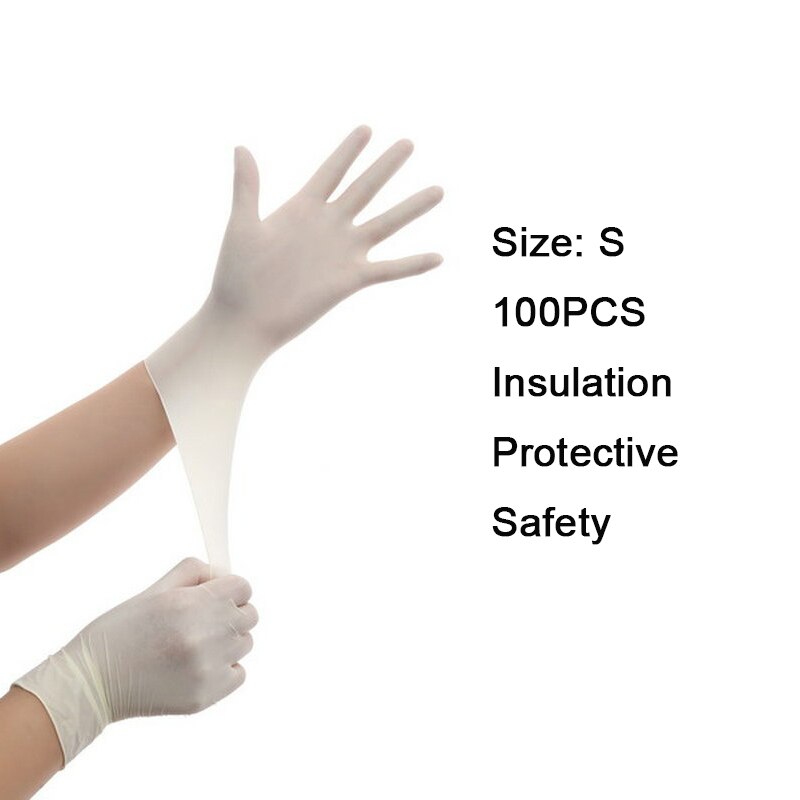 100pcs/lot Disposable Gloves Dental Anti-acid PVC Elastic One-off Gloves Kitchen Insulation Protective Safety Golves: S