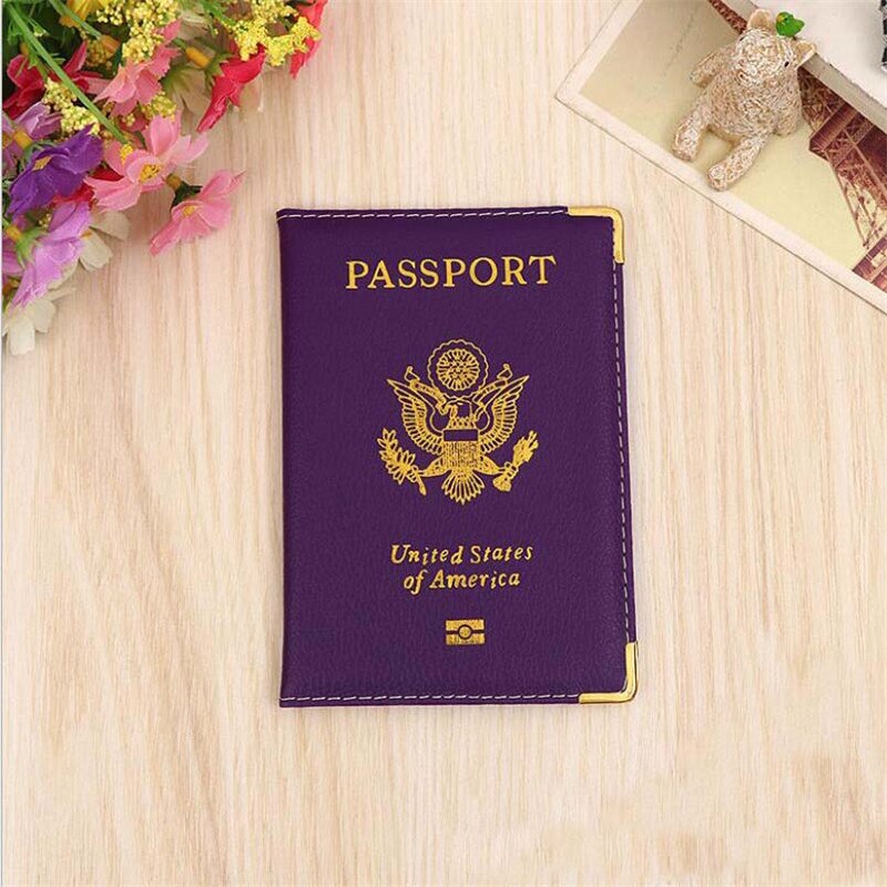 Reizen Lederen Covers Voor Paspoorten Usa Amerika Paspoort Deksel Vrouwen Meisjes Ons Paspoort Covers Paspoort Case Protector: Purple