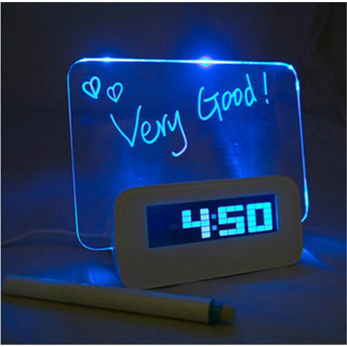 sales LED Light Fluorescent Message Board Digital USB HUB Wall Alarm Clock