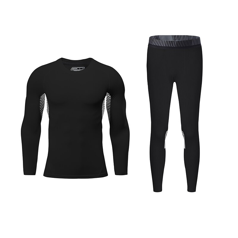 Pantalones de baloncesto de manga larga para hombre, ropa básica de juego, conjunto de dos piezas elástico deportivo para Otoño e Invierno: black / M