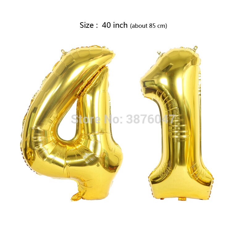 40inch 40 41 42 43 44 45 balloon rose gold silver anniversary party decoration 40th 41st 42nd 43rd 44th 45th birthday balloons: Gold-41