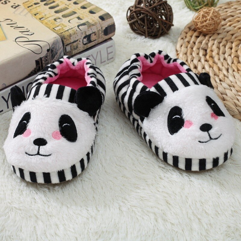 Lemonkid Winter freundlicher Hausschuhe Niedlichen Karikatur Pinguin drinnen Schuhe freundlicher Plüsch Hausschuhe Jungen Mädchen Hause Baumwolle Schuhe 5 Farbe: Panda / 8
