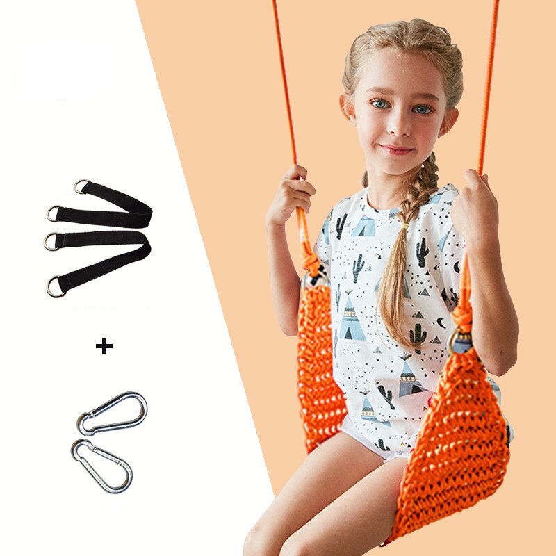 Handgemaakte Weven Swing Stoel Kinderen Swing Kids Hangmat Schommel Tuin Opknoping Stoel Voor Buitenshuis Binnenshuis Familie Kamer Games Speelgoed: Orange-A