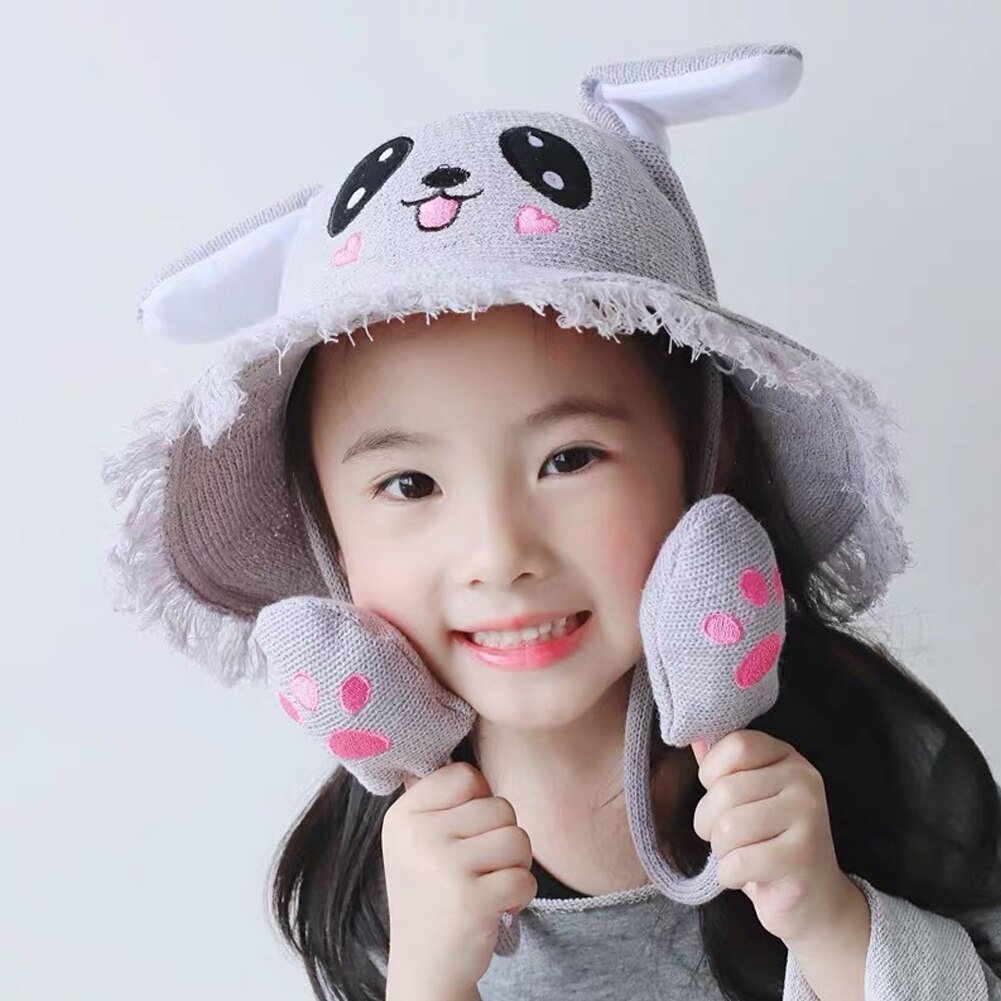 Cartoon Ears Press Air Cute Bag Moving Up Down Hat Girl Kids Summer Bucket Cap for children and adult