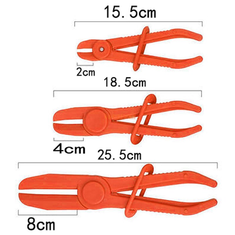 3pcs Brake Fuel Water Line Clamps Nylon Hose Tube Clamp Tool Set Pinch-Off Pliers Kit Red Car Auto Tools Hands Free