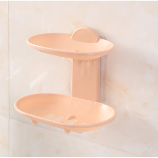 Soap Dishes Bathroom Shower Soap Box Soap Holder Double layer Soap Holder Plate Tray Bathroom rack: pink-NY0346