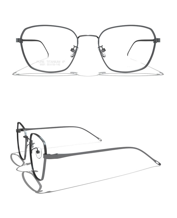 Rene titanium briller ramme mænd recept firkantede fuld ramme briller rammer kvinder nærsynethed optiske forretningsbriller: Grå