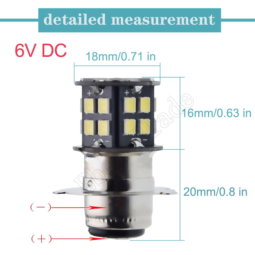 Ampoule blanche pour phare de Moto, 30 2835 SMD, 6V, 12V, 24V, lampe pour motocyclette, Scooter, ATV, 1 pièces: 6V DC