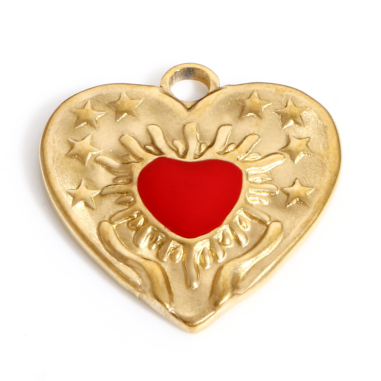 Dijes de corazón de acero inoxidable 304, colgantes de esmalte de mal de ojo religioso para la fabricación de joyas, collar del Día de San Valentín, hallazgos Diy, 1PC