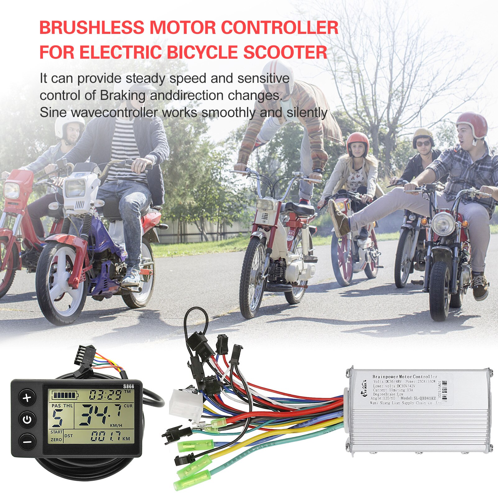 Elektrische Fiets Lcd Display Borstelloze Controller Kit E-Bike Controller Voor Elektrische Fiets Elektrische Scooter