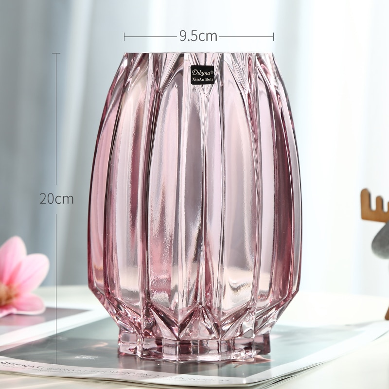 Stor glasflaska transparent färg hydroponisk vas vardagsrum blomdekoration heminredning tillbehör modern: Röd m