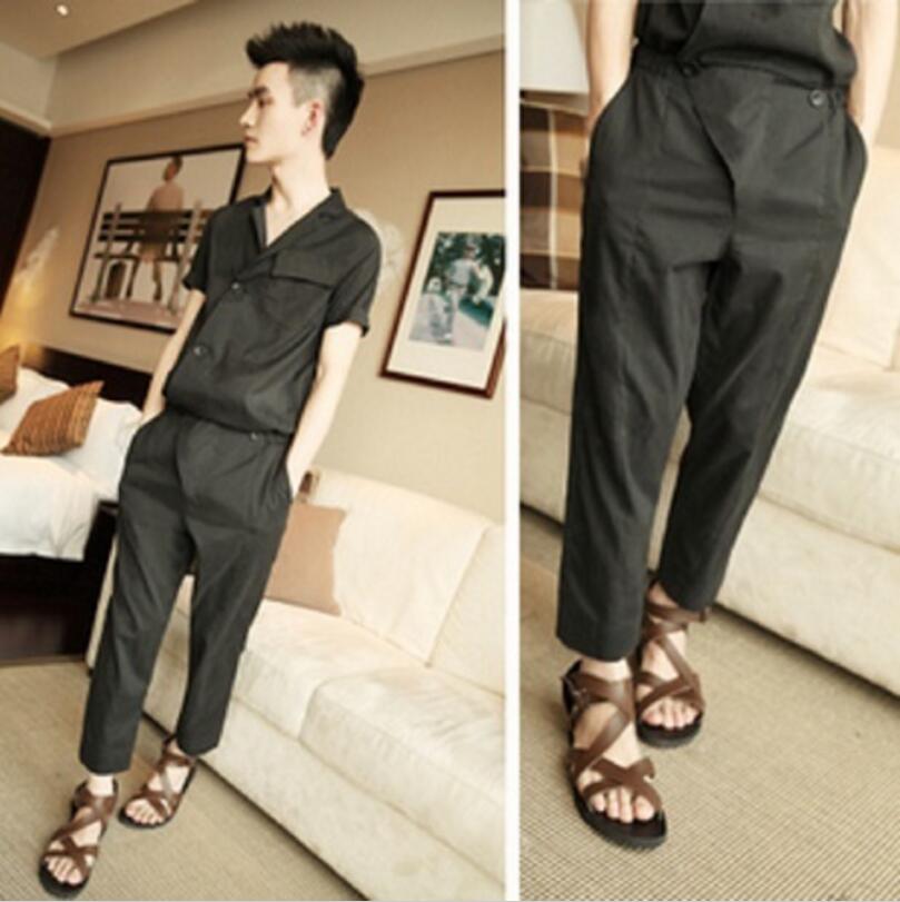 Men clothing Hair Stylist coverall hip-hop costume jumpsuit tooling overalls plus size singer costumes