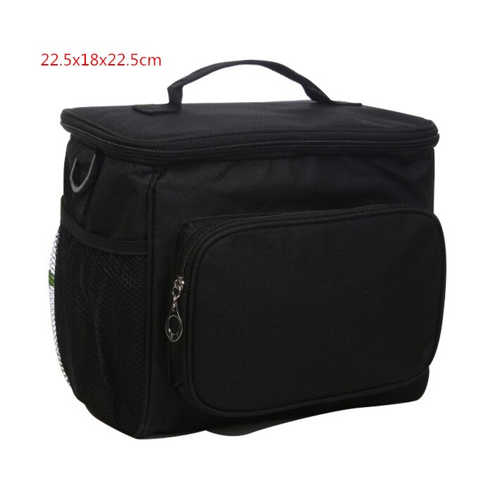 High Capacity Waterproof Lunch Bag Shoulder Crossbody Food Thermal Handbags Adult Kids Outdoor Picnic Storage Pouch Accessory: B Black