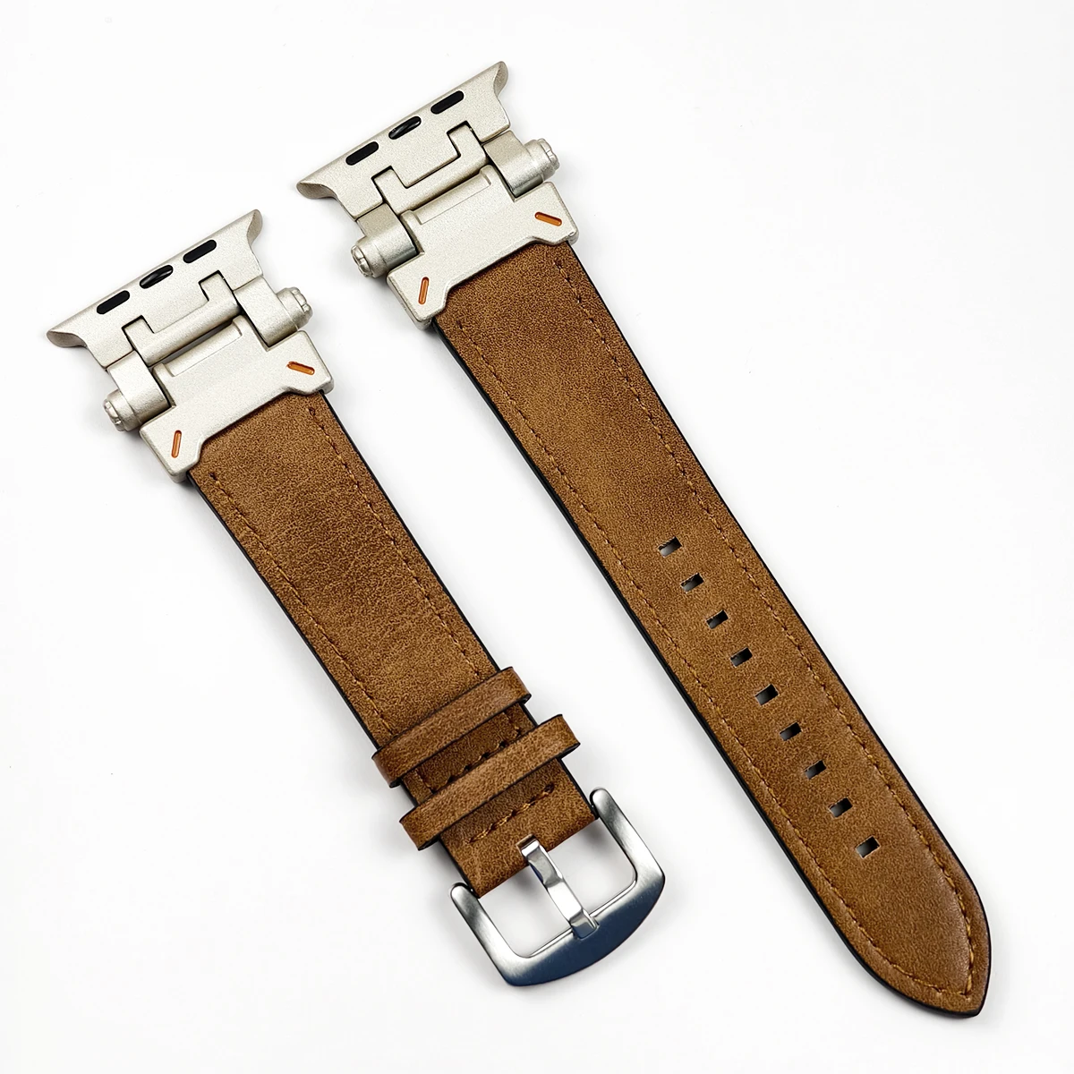 Lederen band voor Apple Watch Ultra 2 Band 49 mm 3 2 1 42 mm Armband voor Iwatch Series 10 46 mm 9 8 7 6 SE 5 44 mm 45 mm horlogeband: Zilver wit / 19mm