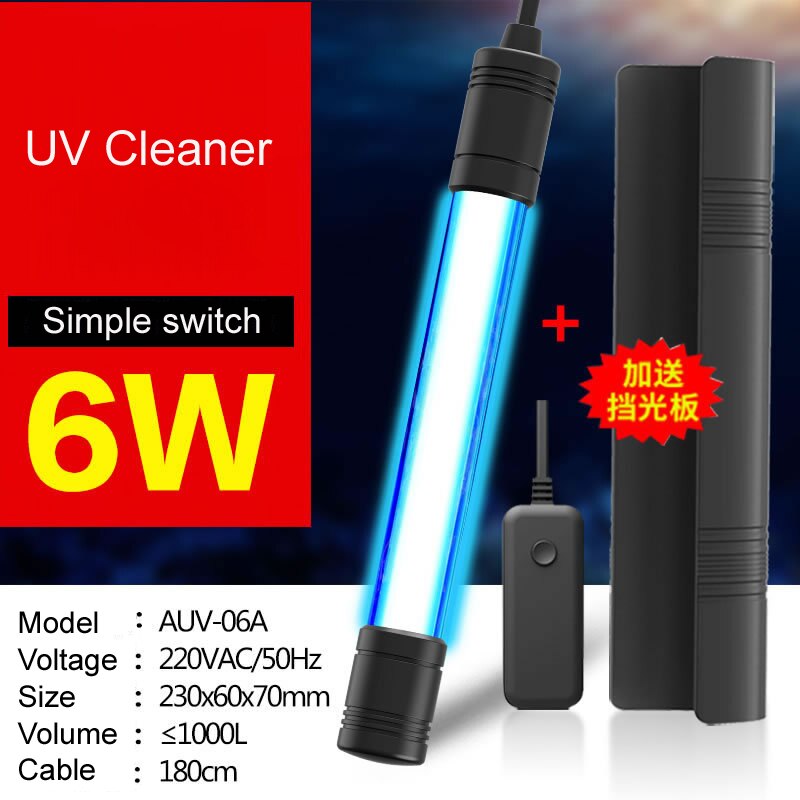 Sunsun AUV-Lámpara Ultravioleta germicida para tanque de peces, purificación de agua, buceo, esterilización, desinfección de acuario: AUV06A
