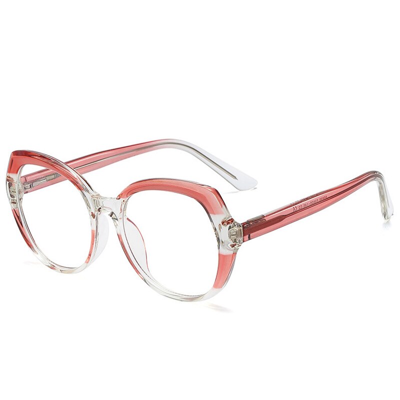 Shauna retro fjädergångjärn kvinnor  tr90 färgglada glasögonbågar klar antiblått ljus glasögon män runda optiska glasögonbågar: Rosa