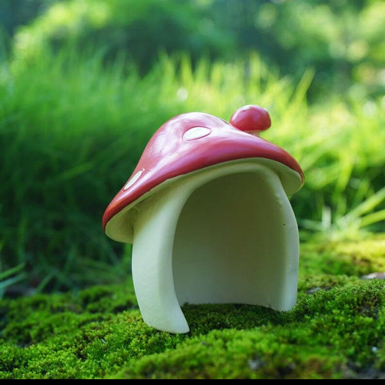 Fehage miniatyr lite sopphus med åpen dør, mini hageutstyr terrarium gjør-det-selv-tilbehør