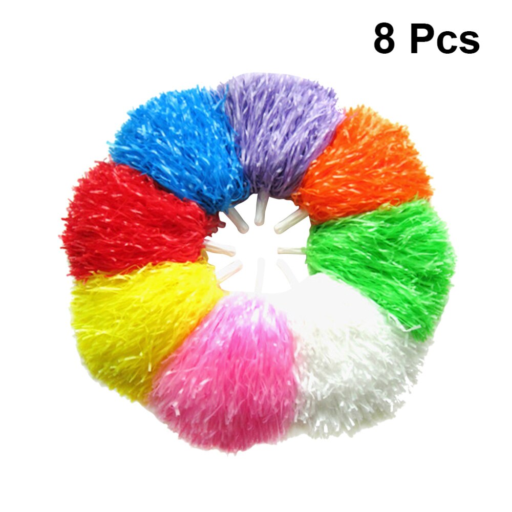 12pcs Cheerleaders Supplies Cheering Poms Cheering Garland Shiny Cheering Balls With Handle(Blue + Yellow + Purple + Orange + Re