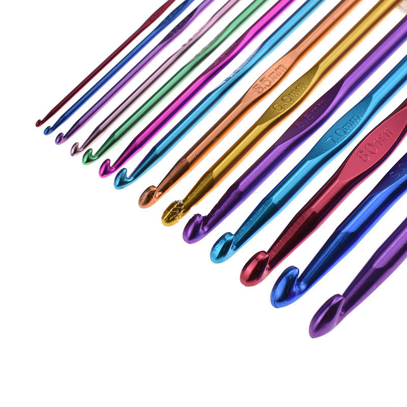 Agujas de tejer de Metal, ganchos de ganchillo hechos a mano, manualidades, gancho de hilo, tejido de suéter, 2/3/4/5/6,5/7/8/9/10mm, herramientas de costura