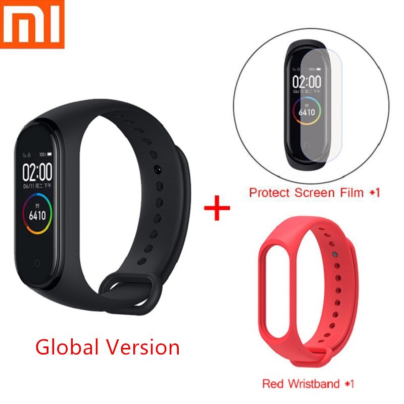 Versione globale Xiaomi Mi Band 4 Smart Bracelet impermeabile Fitness Tracker Sport Smart Band schermo AMOLED Bluetooth smartband: Global Red Set