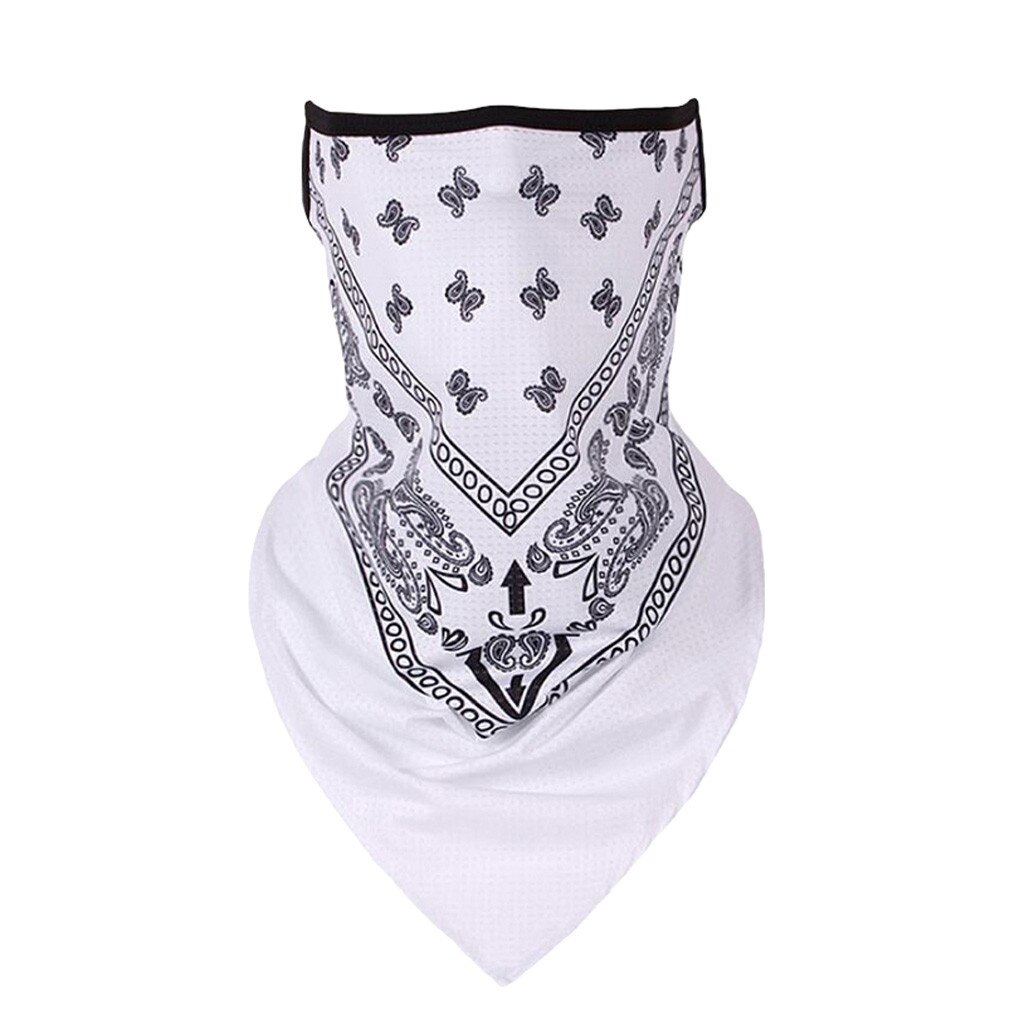Tri-Angle Bandana Gezicht Shield Opknoping Oor Buis Sjaal Ice Zijde Nek Gaiter Cover Anti-Uv Glad Ademend Hoofdband Mannen masque: White 