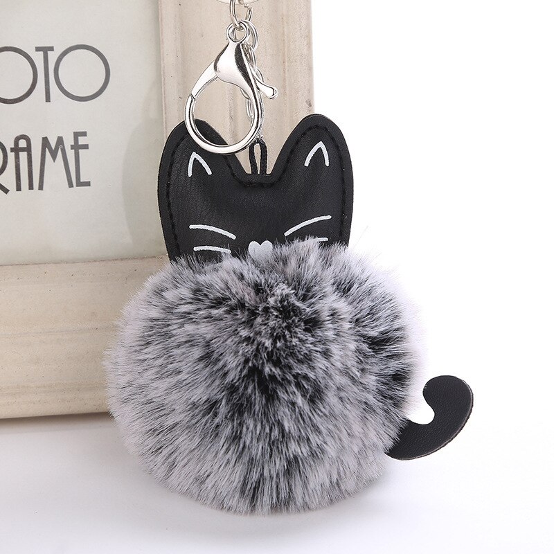 Söt pälsboll nyckelring katt mjuk pompom djur svans hår boll bil nyckelring nyckelring mamma llaveros dam bilväska tillbehör: 05