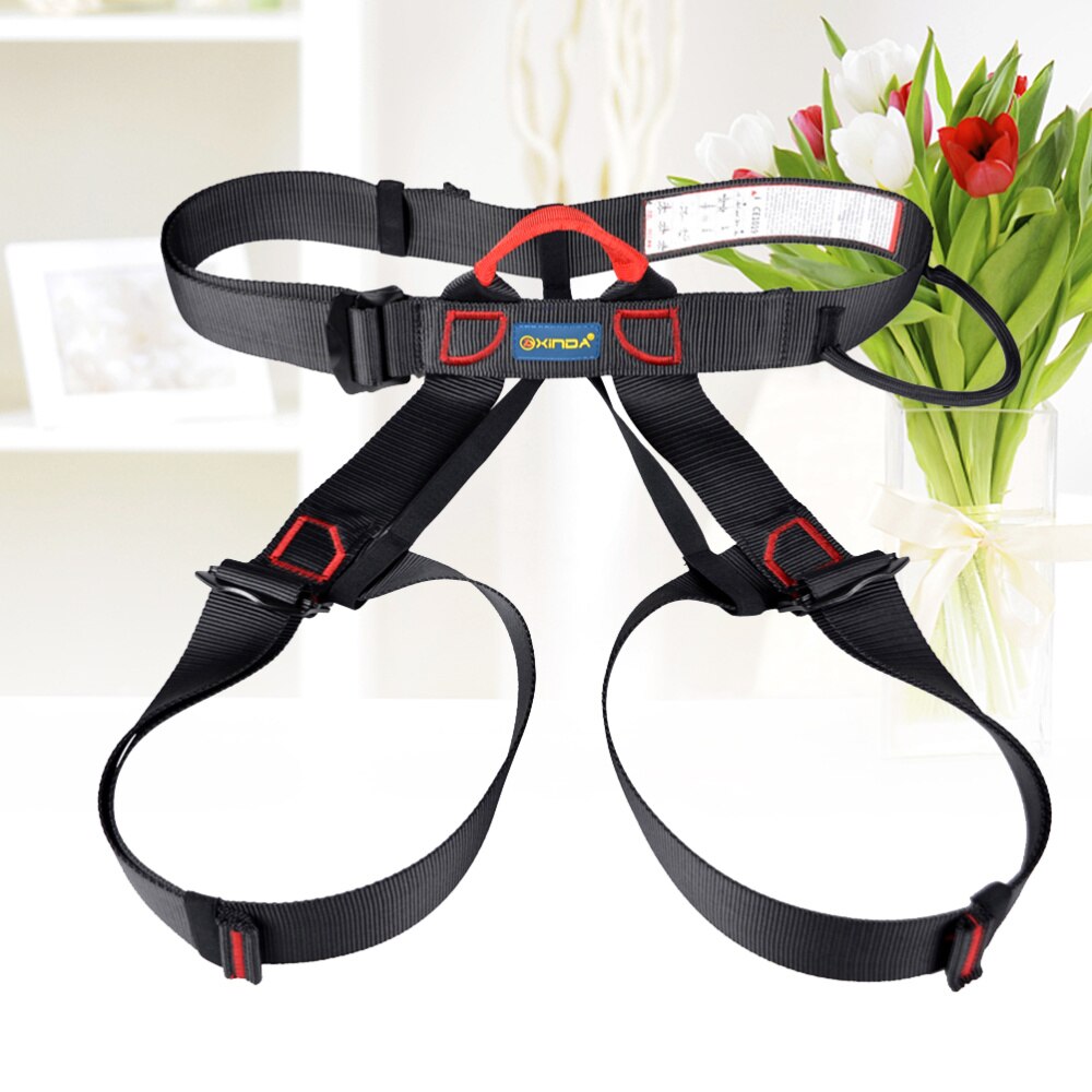 Outdoor Climbing Harness Protect Waist Safety Harness for Mountaineering Climbing Fire Rappelling Tree Climbing (Black