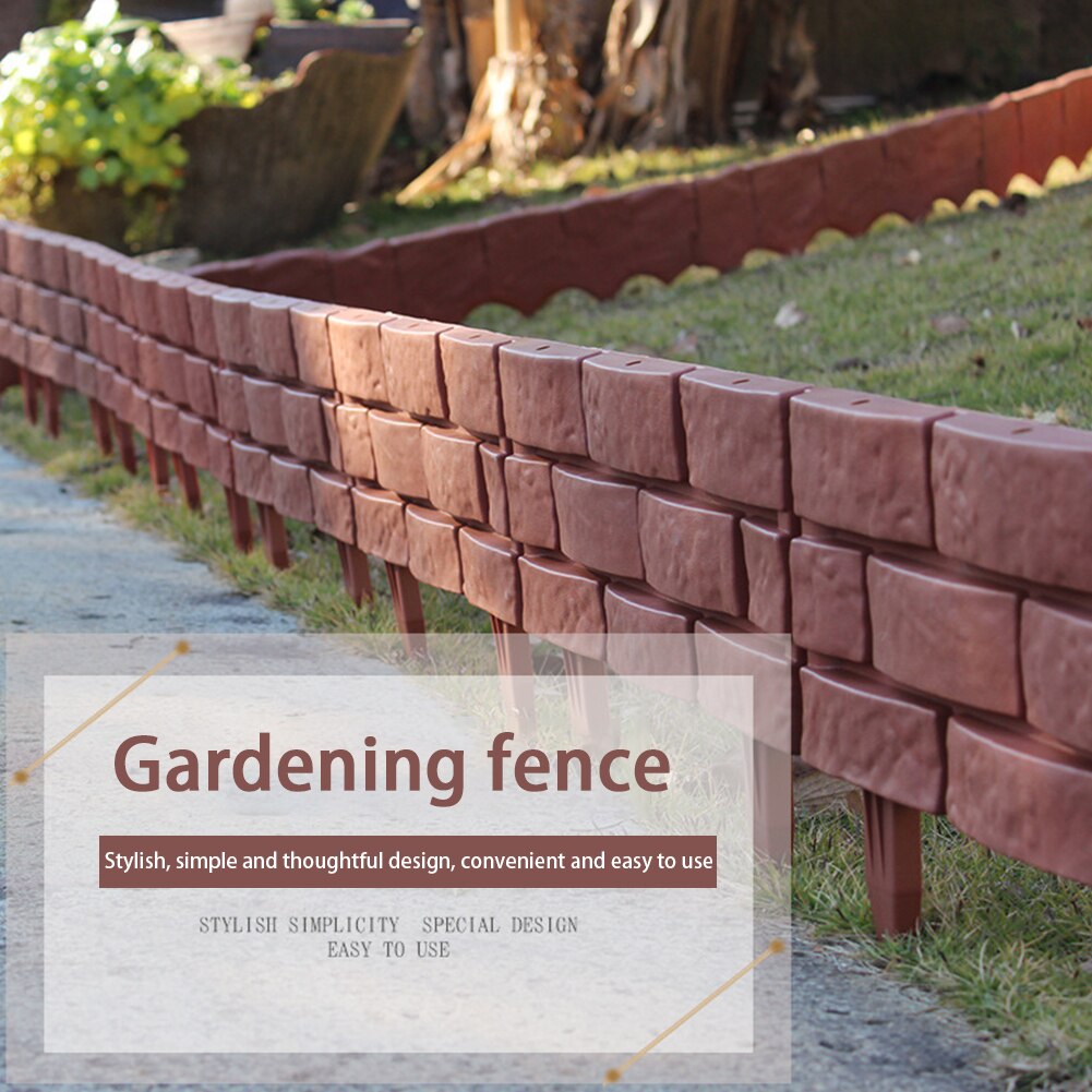 4pcs/set Brick Red Kindergarten Plastic DIY Easy Install Indoor Garden Courtyard Fence Lawn Home Flower Vegetable Path Landscape