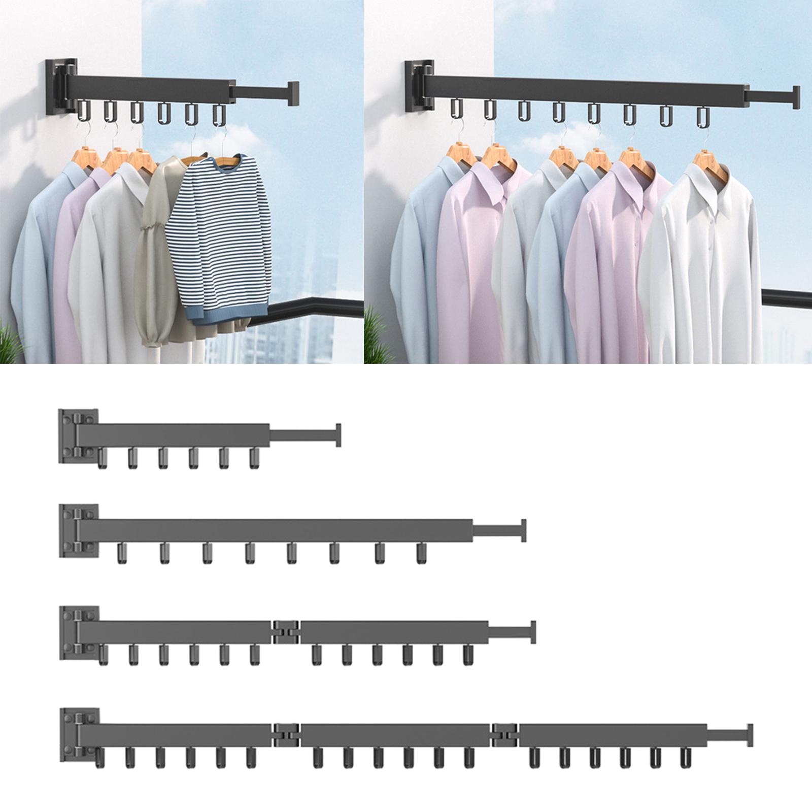Foldable Clothes Hanger Hanging Rack Heavy Duty Retractable Wall Mount Clothes Drying Rack for Dorm Laundry Outdoor Bedroom Home