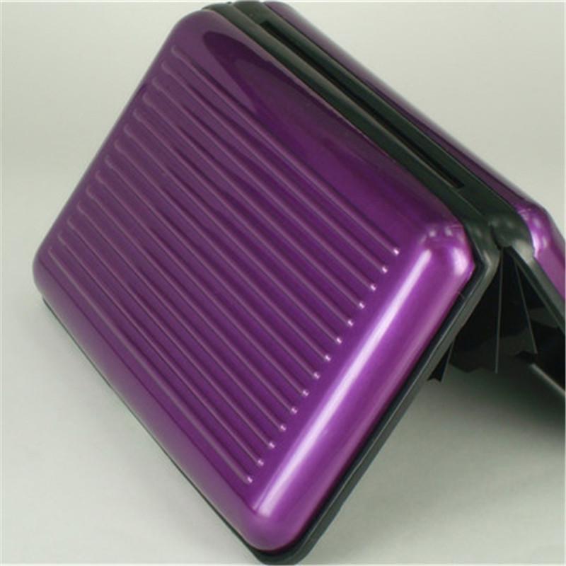 Funda rígida de aluminio con bloqueo de tarjeta bancaria para hombre, protector de escaneo Anti RFID para tarjetas de crédito: Purple