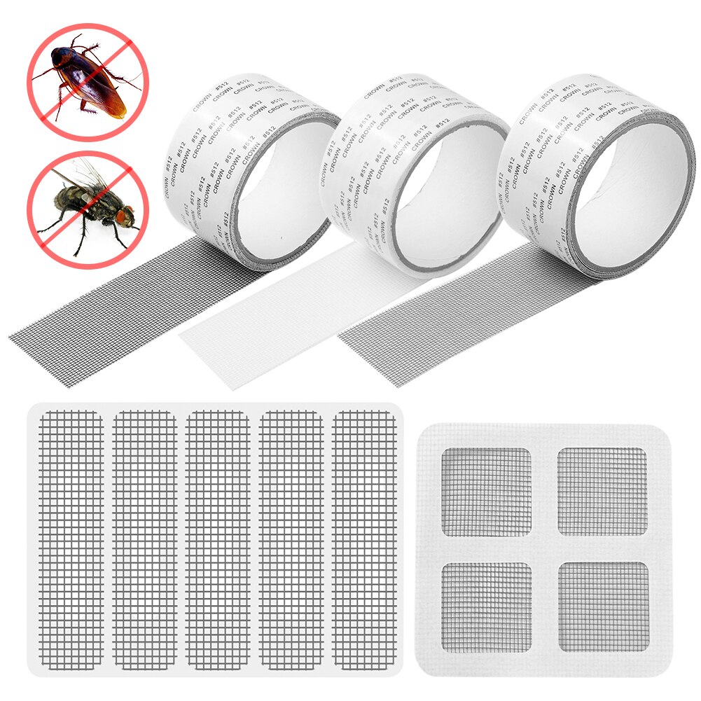 Window Screen Repair Patch Adhesive Mesh Hole Repair Tape Roll Anti Mosquito Fly Bug Insect Wall Patch Stickers Mesh Window