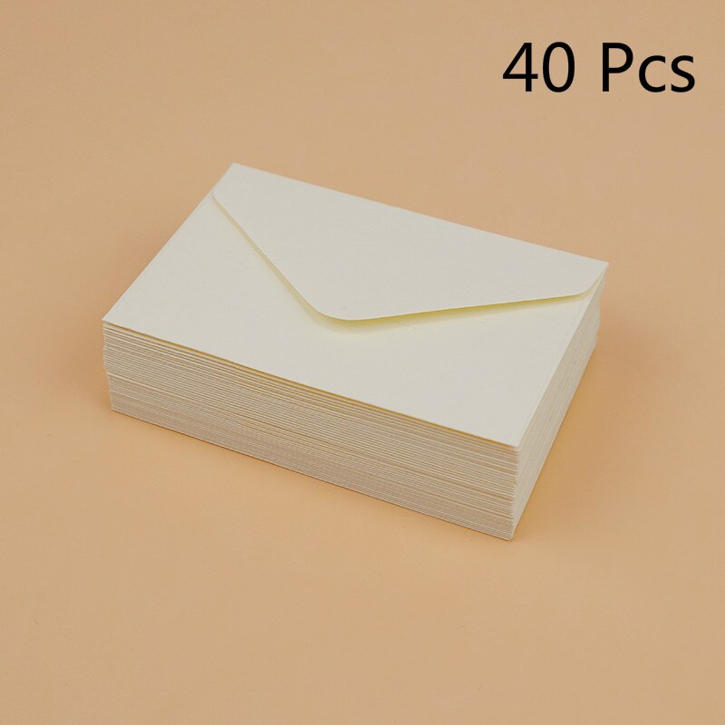 Sobre de clásico blanco negro Kraft en blanco Mini sobres de ventana de papel, sobre de invitación de cumpleaños de boda 20/40/80 piezas: 40 Pcs Cream White