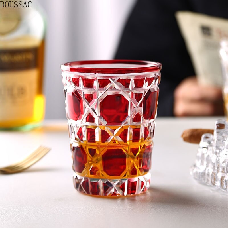 Cristal de celosía de estilo europeo de 380ml, copa de vino de ratán, cristal de cielo estrellado, vaso de whisky, vaso de cóctel