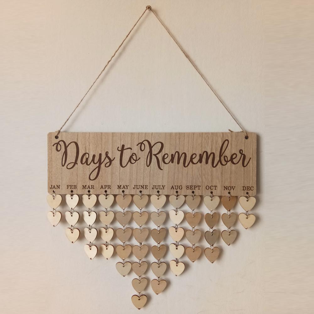 Calendario de recordatorios para Aniversario de cumpleaños, placa de tablero de madera DIY, colgante de pared para el hogar, decoración artesanal para