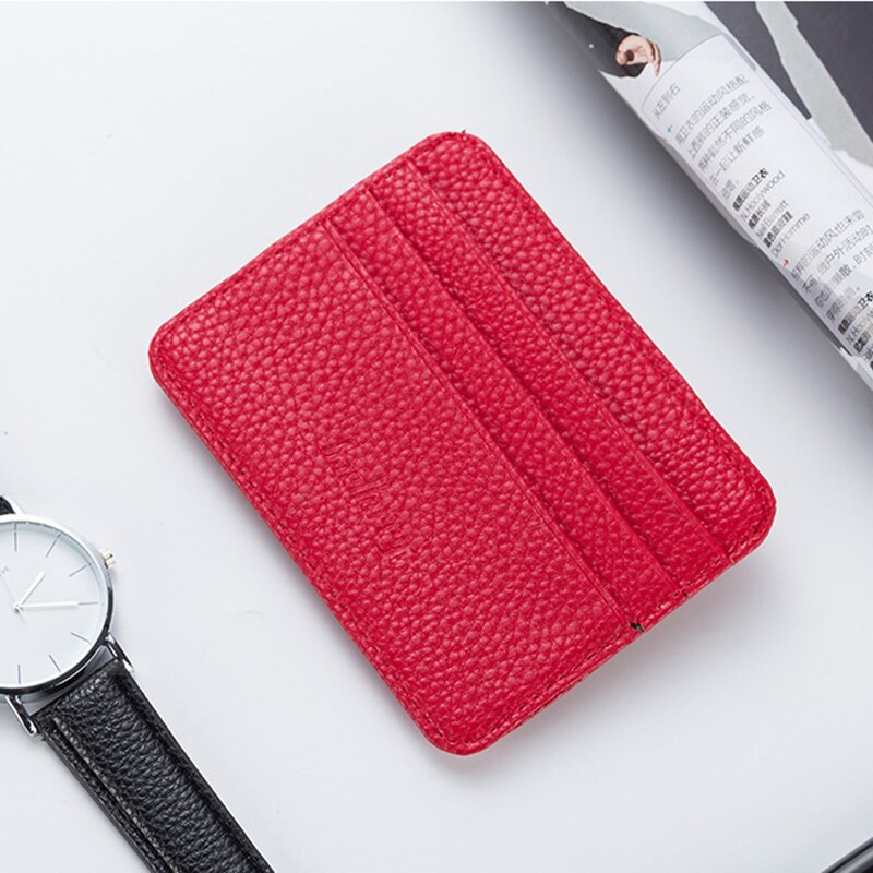 Kvinder slank minimalistisk pung pu læder kreditkortholder kort pung nyz shop