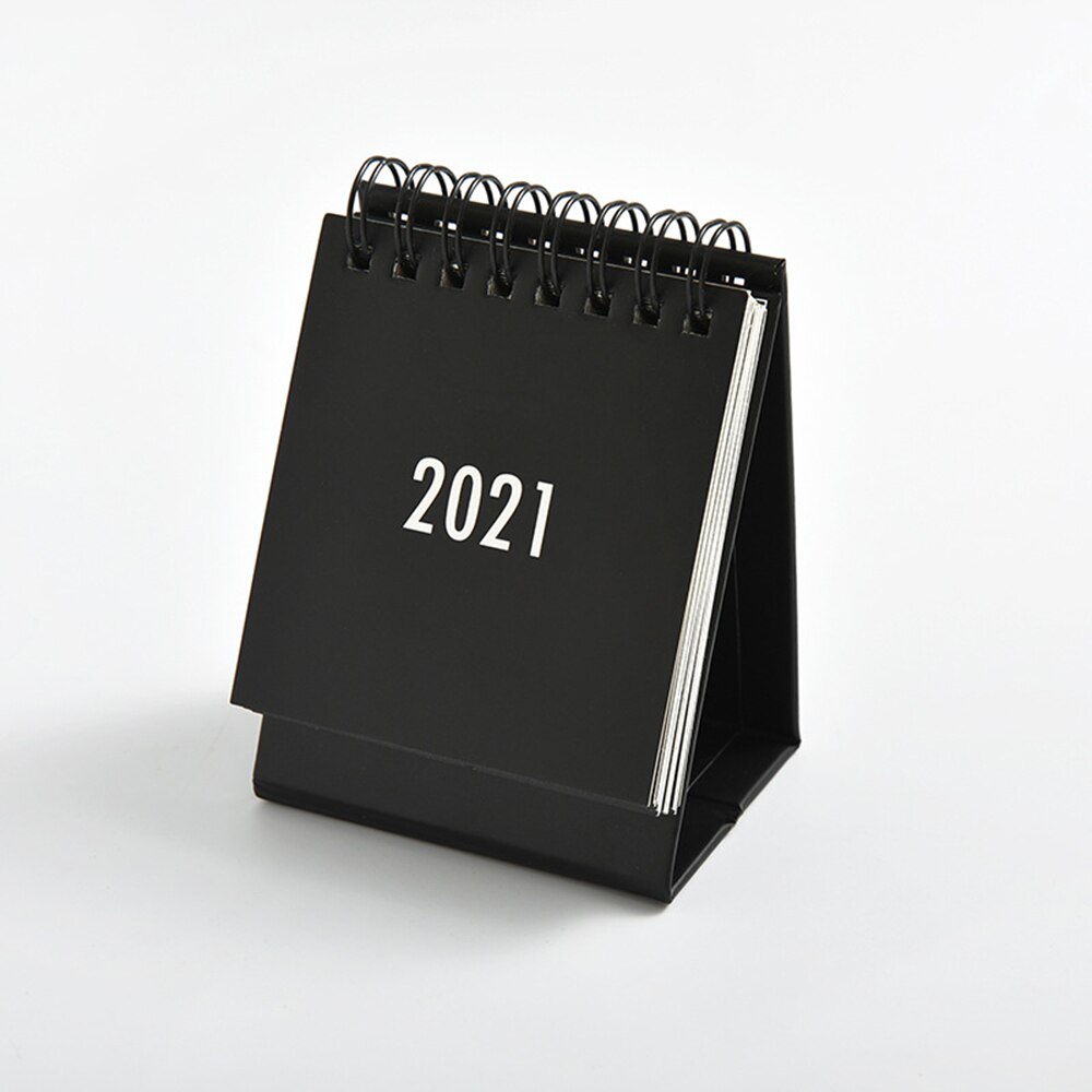 Jaar Mini Desktop Tafel Kalender Creatieve Bureau Coil Notepad Plan Schema Kraftpapier Kalender School Kantoorbenodigdheden: Black