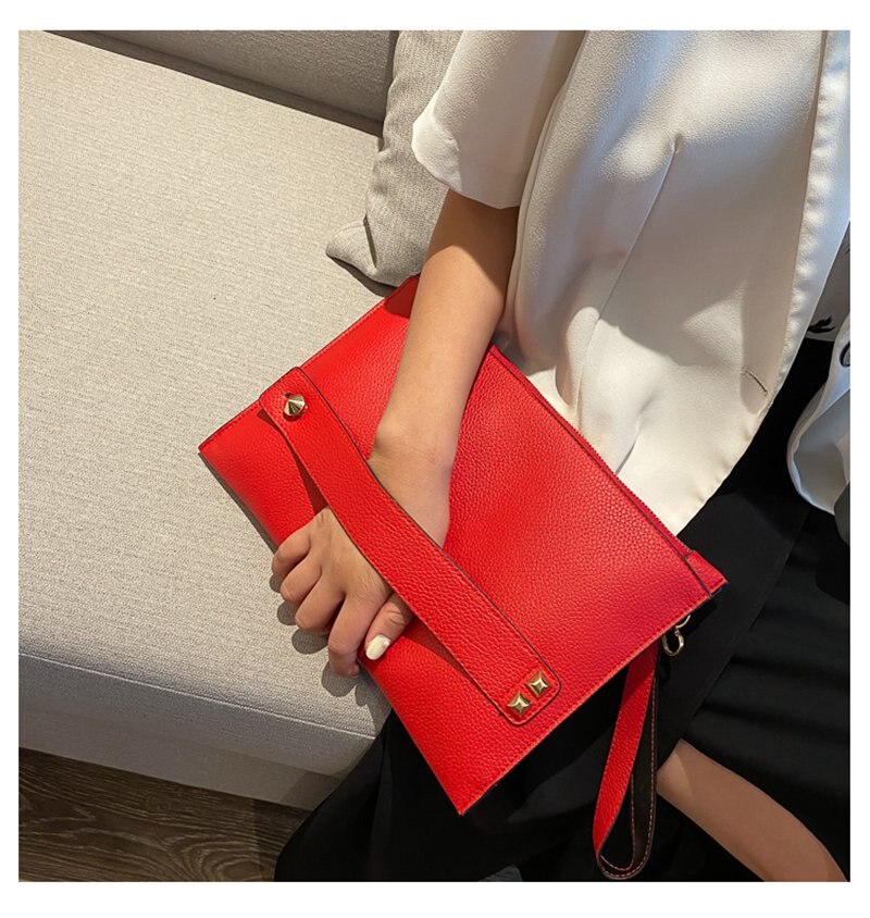 Luxe Handtassen Vrouwen Tassen Lederen Zomer Vrouwen Envelop Tas Avond Vrouwelijke Dag Koppelingen Clutch Bag: 2072-red