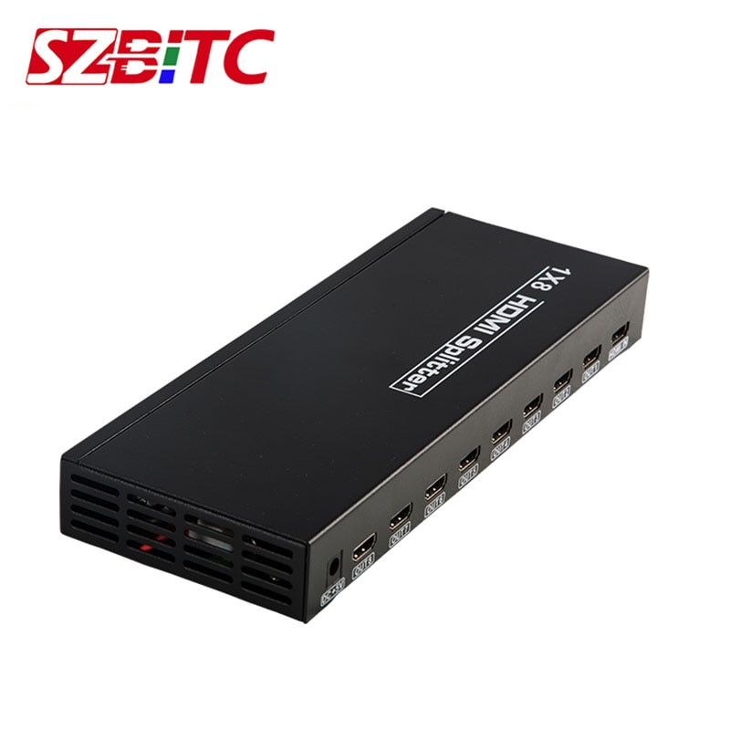SZBITC – répartiteur vidéo HDMI à 8 ports, 1x8, amplificateur, répéteur, 3D, 1080p, 1 entrée vers 8 sorties, 1x8, convertisseur HDTV, 4K2k