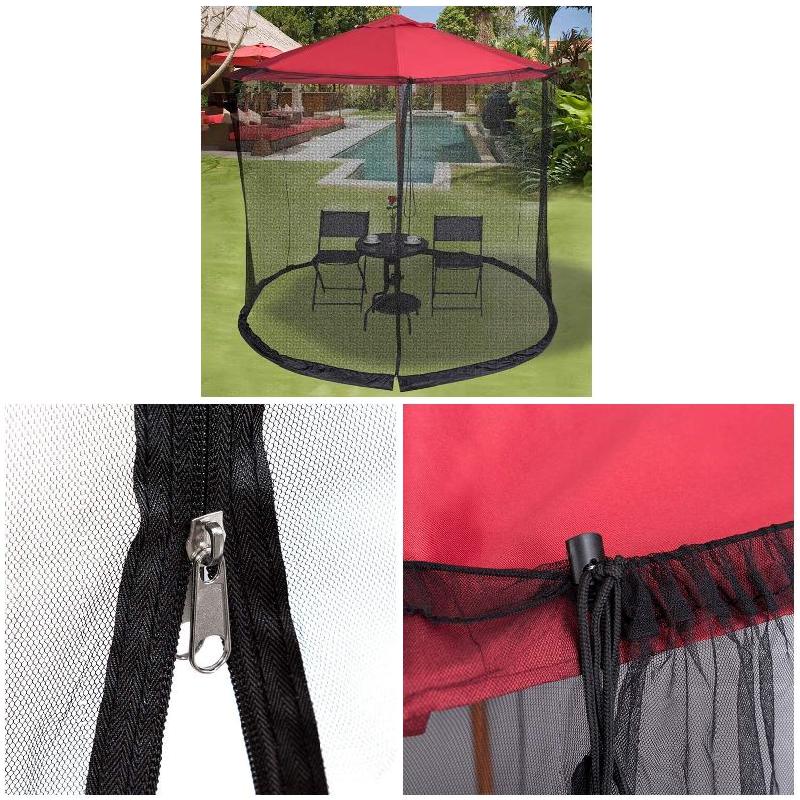 Patio Umbrella Mosquito Netting Mesh Screen with Zipper for Umbrellas Patio Tables patio porch deck or lawn H99F