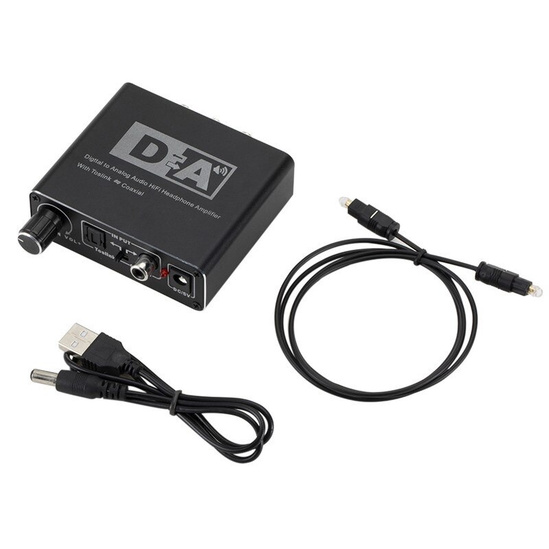 3.5 Jack RCA DAC Spdif Amplifier Decoder 24 Bit Digital to Analog Converter Optical Fiber Coaxial For Headphone With Volume Knob