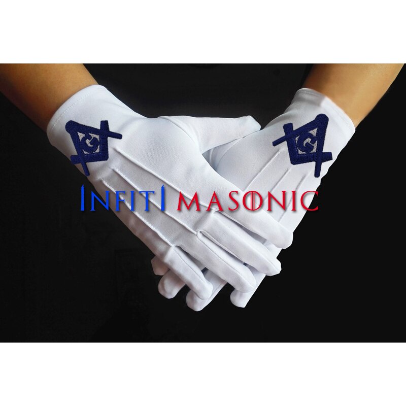 Freimaurer Insignien nutzung und stickerei stil günstige weiß Polyester hülse Freimaurer Polyester handschuhe