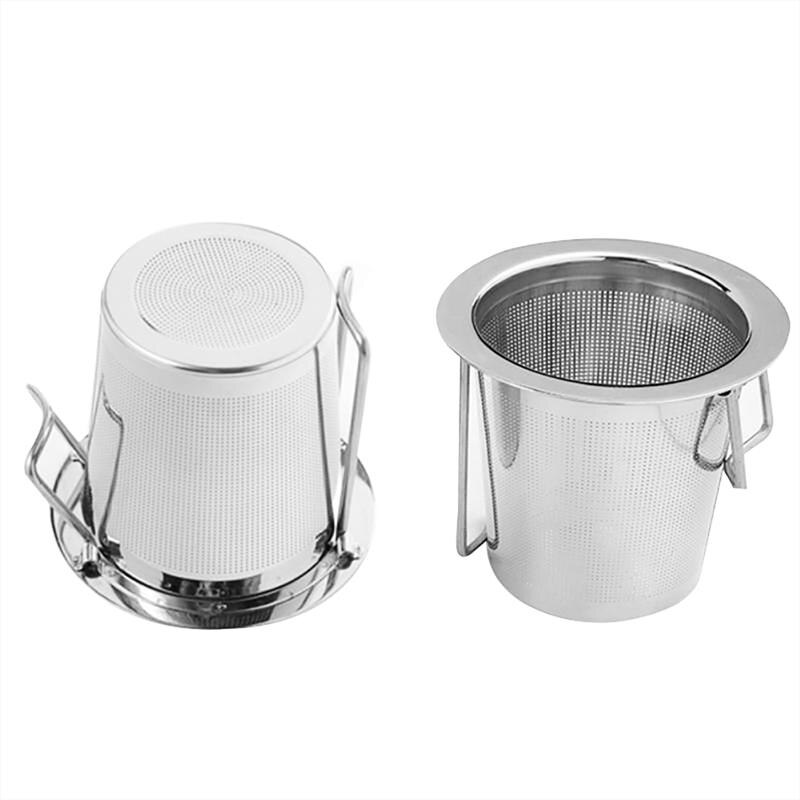 Gjenbrukbar 304 rustfritt stål te sil filter filter kurv folding te infuser kurv med lokk te sil til tekanne