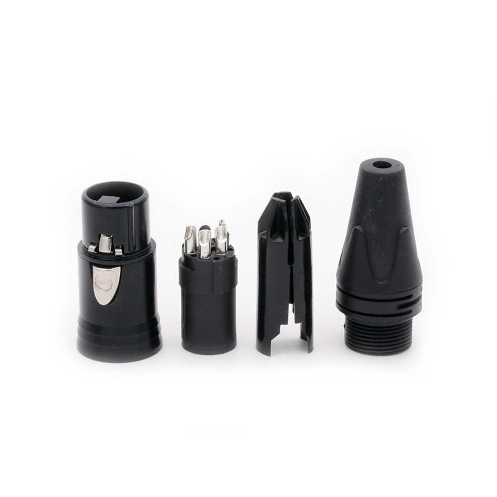 Connecteur de câble de micro XLR mâle à 4 broches, nickelé, 4 pôles, noir, , 10 pièces/lot
