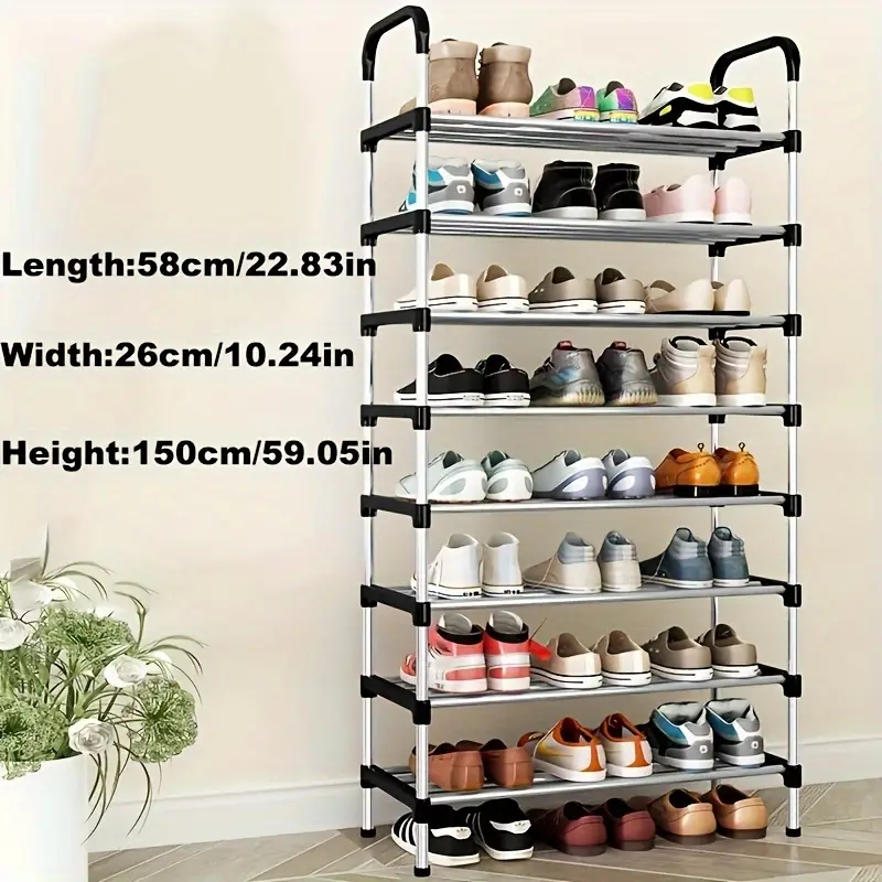Étagère à chaussures multicouche anti-poussière, porte de maison, armoire à chaussures noire, rangement pour économiser de l'espace, assemblage, dortoir, double étagères: Couleurs mélangées