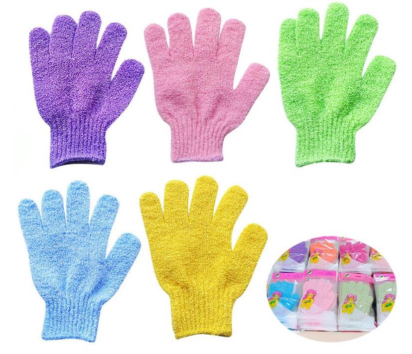 100 sztuk/partia złuszczająca rękawica kąpielowa rękawica peelingująca rękawice nylonowe rękawiczki strąk prysznic ciała spa masaż martwa skóra komórka zmywacz