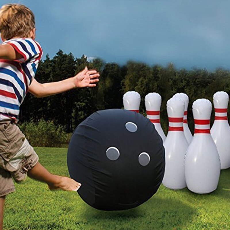 Plaats Giant Opblaasbare Bowling Set Voor Kids Outdoor Gazon Yard Game Voor Familie Jumbo Pins 16 "Bal Kerst