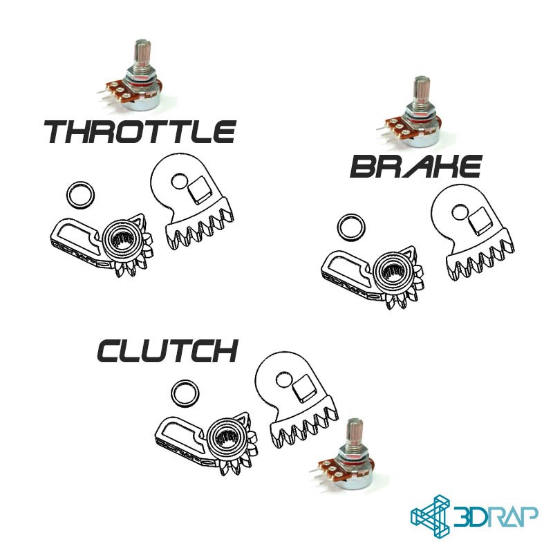 Potentiometer Vervanging Kit-Logitech Pedalen Oplossing Door 3 Drap (3 Pedaal)