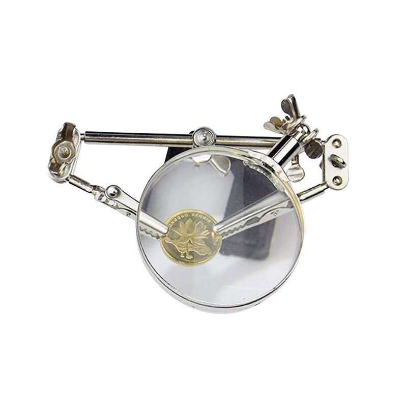 Easy-carrying Helping Third Hand Tool Soldering Stand with 5X Magnifying Glass 2 Alligator Clips 360 Degree Rotating Adjustable