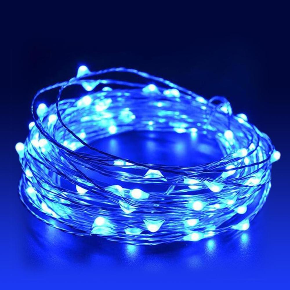 10m/20m utendørs belysning kobbertråd utenfor solenergi streng lys balkong vegglampe hage innredning fe streng lys: Blå / Usb-drevet / 10m